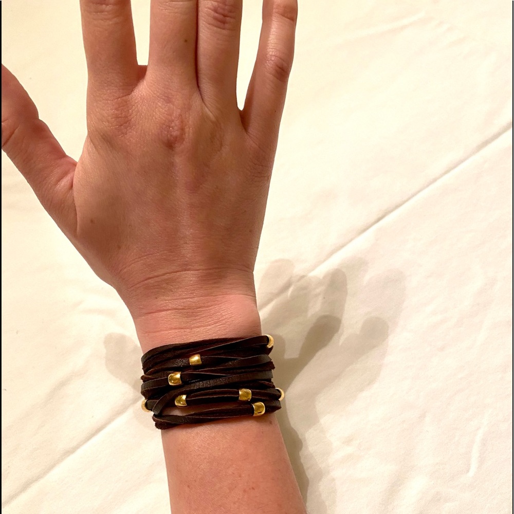 Brown leather wrap bracelet